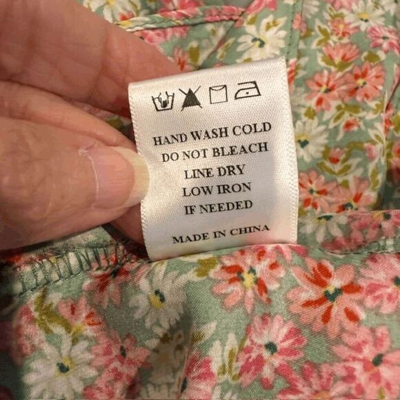 Dress Forum Star Floral Ruffle Crop Top Satin Tiered Babydoll Green Size Medium - Picture 5 of 8